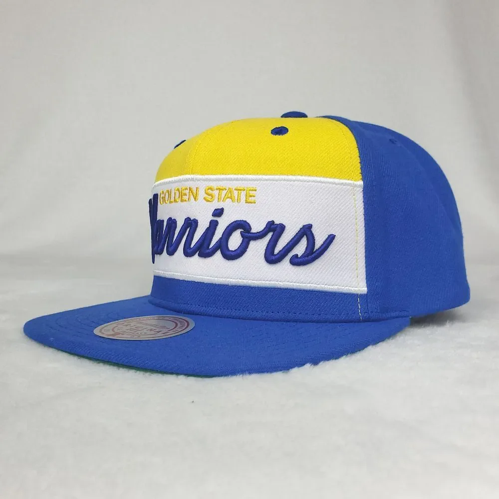 Golden State Warriors Mitchell & Ness‎ NBA Snapback Hat Cap Script 3D Logo NWT